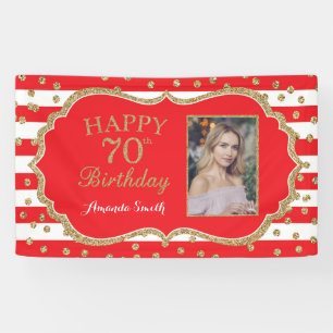 Joyeux 70e anniversaire Bannière Rouge Parties sc