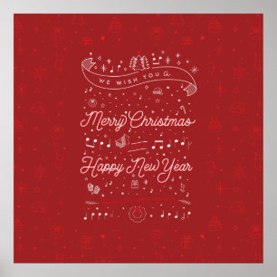 Joyeux affiche de Noël 24x24 / Rouge
