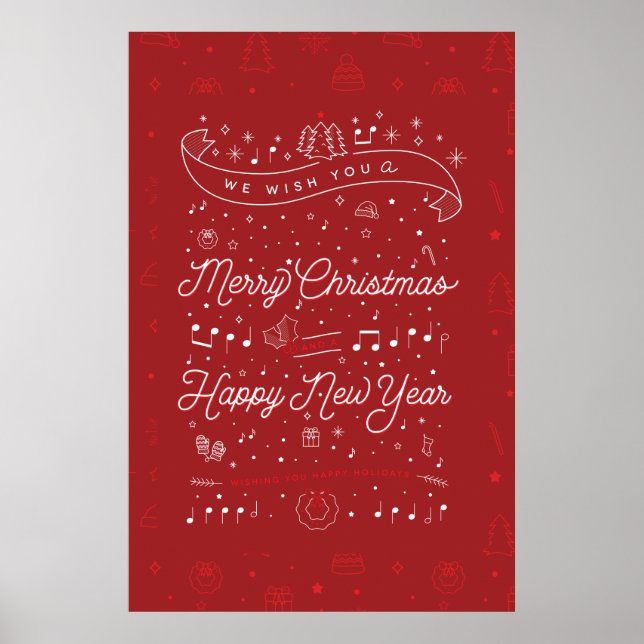 Joyeux affiche de Noël 24x36 / Noir (Devant)