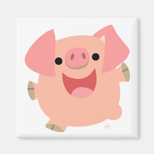 Joyeux aimant de cochon de dessin (Devant)