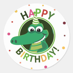 joyeux animal d'anniversaire Classic Round Sticker