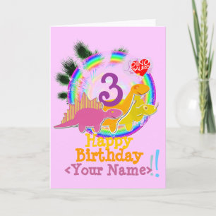Joyeux anniversaire 3 ans, Votre nom Carte Dinosau