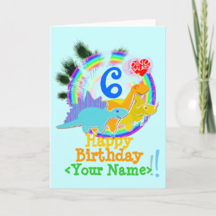 Joyeux Anniversaire 6 Ans, Votre Nom Carte Dinosau