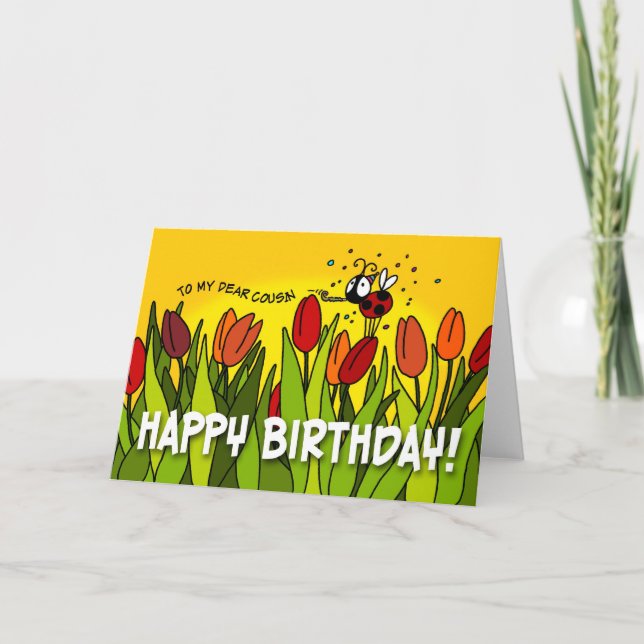 Joyeux Anniversaire - À Ma Chère Carte Cousin (Devant)