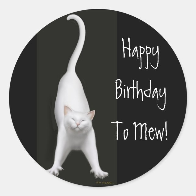 Joyeux Anniversaire à Mew Cat Sticker (Devant)