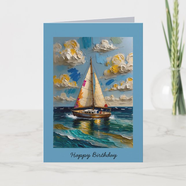 Joyeux Anniversaire Abstrait Voile Carte modifiabl (Devant)