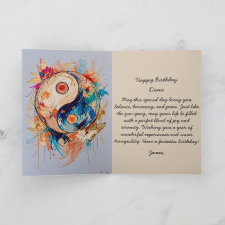 Joyeux anniversaire abstrait ying-yang carte modif
