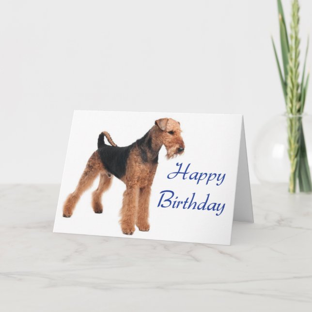 Joyeux Anniversaire Airedale Terrier Chien Carte d (Devant)