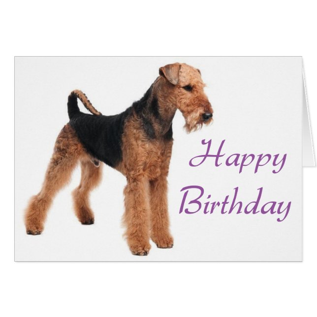 Joyeux Anniversaire Airedale Terrier Chien chiot p (Devant horizontal)