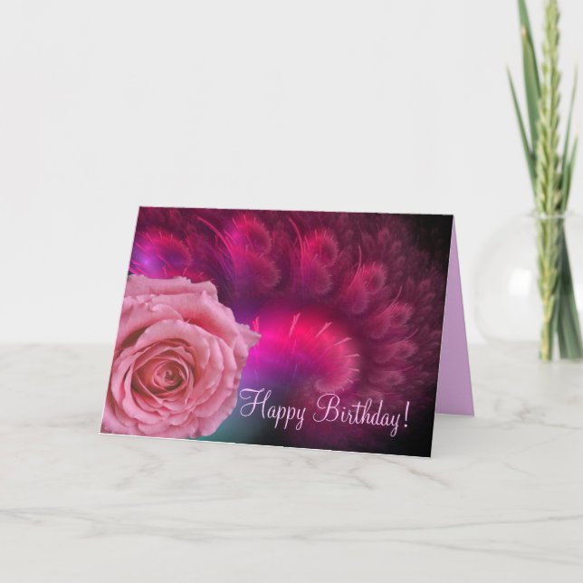 Joyeux anniversaire avec carte rose (Devant)