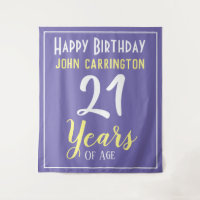 Joyeux Anniversaire avec Nom & Âge 21 Ans Tenture