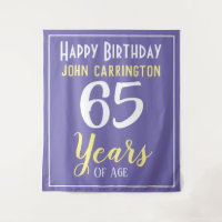 Joyeux Anniversaire avec Nom & Âge 65 Ans Tenture
