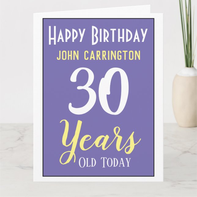Joyeux anniversaire avec nom et 30 ans de la carte (Devant)