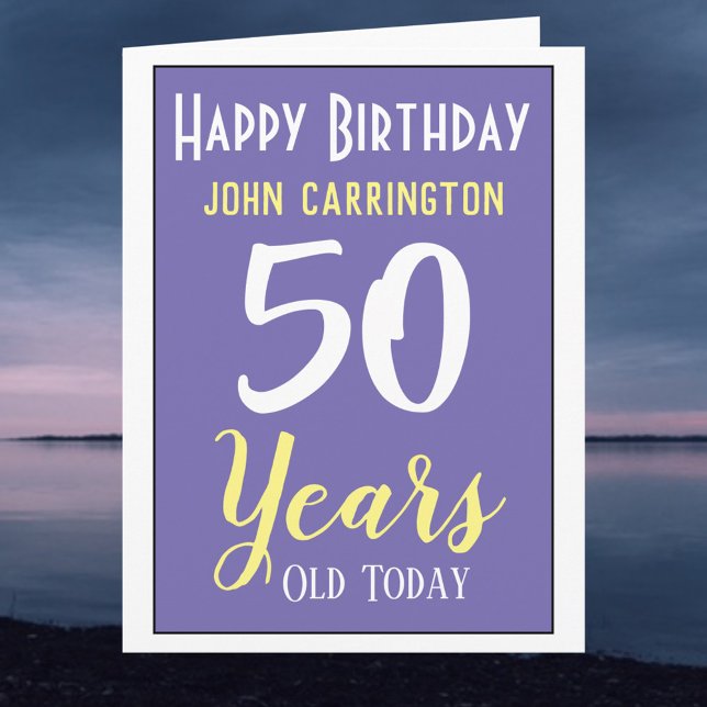 Joyeux Anniversaire avec nom et âge 50 ans Carte (Créateur téléchargé)