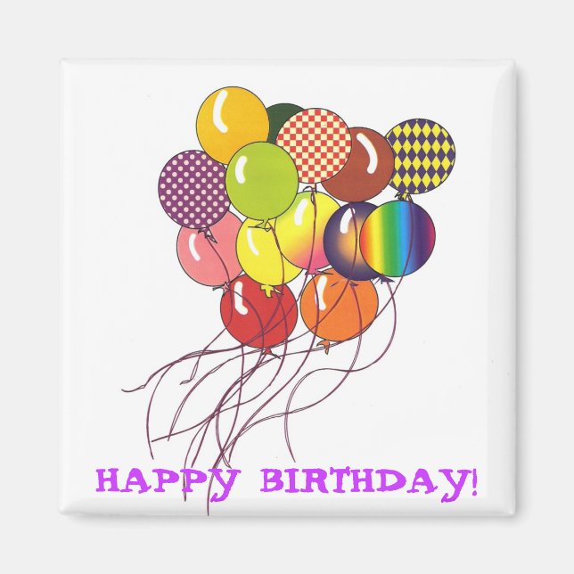 Joyeux Anniversaire Ballons Magnet (Devant)
