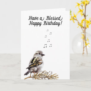 Joyeux Anniversaire Bénis Cartes de Vœu Oiseau qui