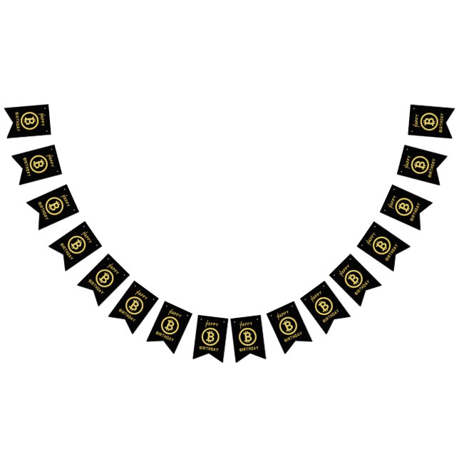 Joyeux Anniversaire Bitcoin Or Bunting Bannière (Tout)