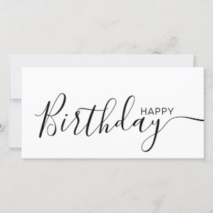 Joyeux Anniversaire Blanc Noir moderne Carte Plat