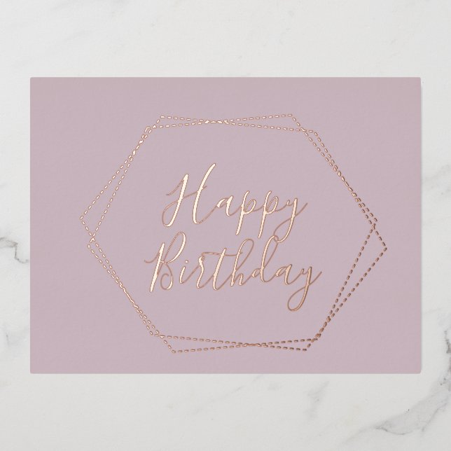 Joyeux Anniversaire Blush Cadre rose Pressé Carte (Recto)
