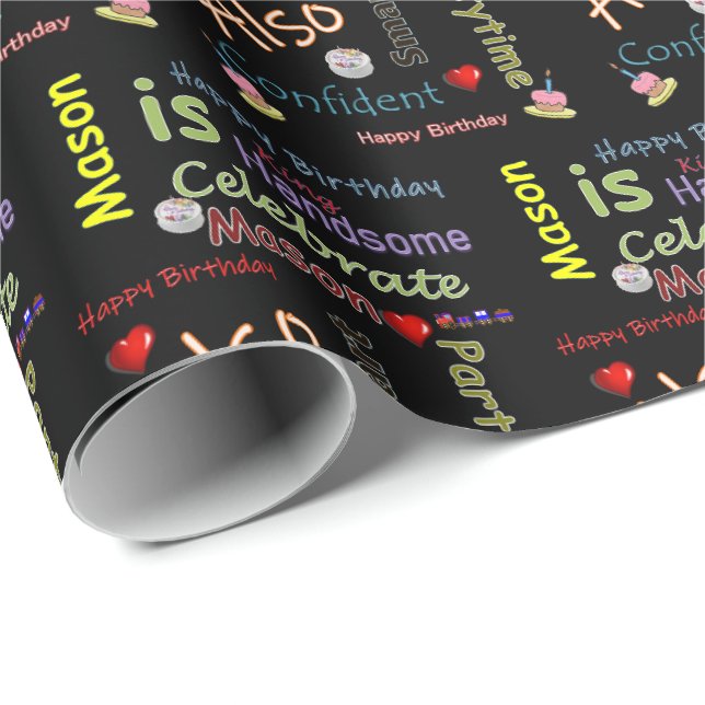 Joyeux Anniversaire Cadeau Enveloppement Papier Ma (Coin rond)