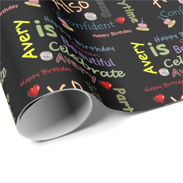 Joyeux Anniversaire Cadeau papier enveloppant Aver (Coin rond)