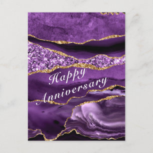 Joyeux Anniversaire Carte Agate Purple Gold Marble