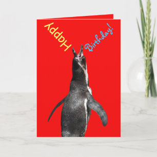 Joyeux anniversaire ! Carte amusante de pingouin c