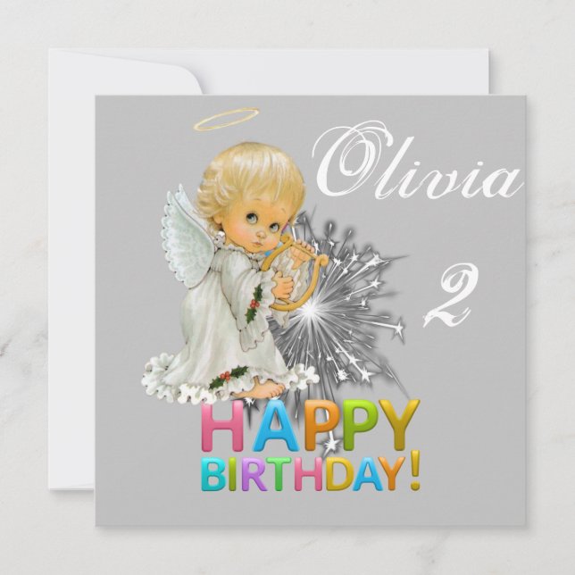 Joyeux Anniversaire Carte Angel Invitation (Devant)