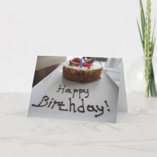 Joyeux anniversaire ! Carte avec gâteau et sirop d
