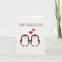 Joyeux Anniversaire - Carte Couple Pingouin Cute