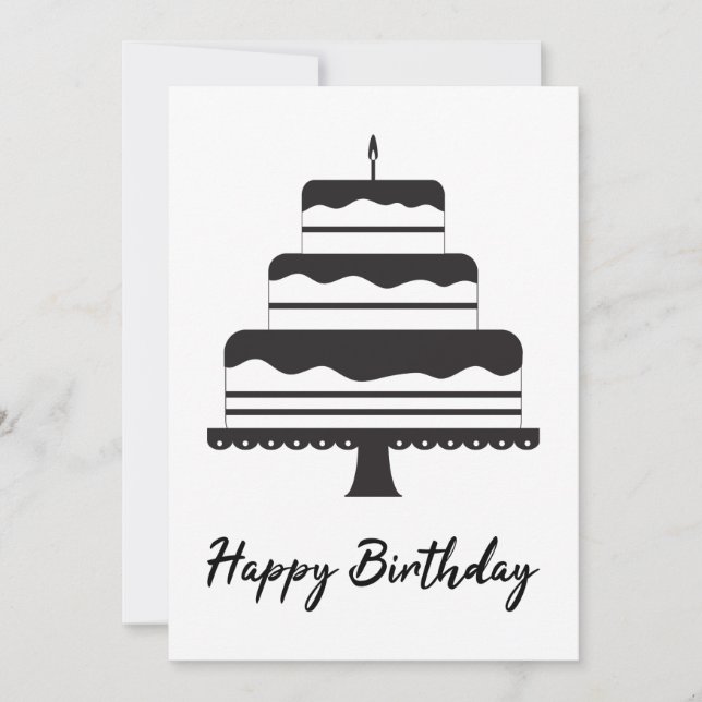Joyeux anniversaire | Carte de gâteau à trois nive (Devant)