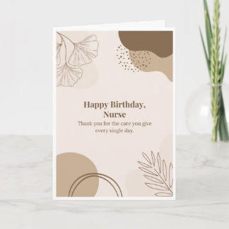 Joyeux Anniversaire Carte de Nurse Boho Feuille