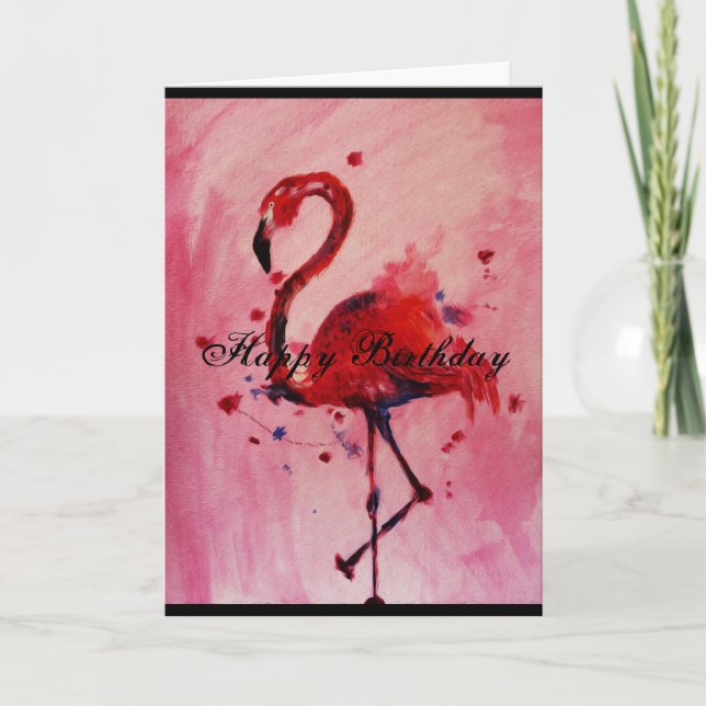 Joyeux Anniversaire - Carte de vœux Flamingo (Devant)