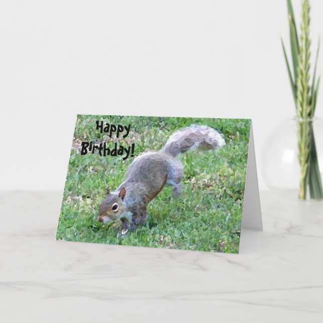 Joyeux, Anniversaire ! Carte écureuil (Devant)