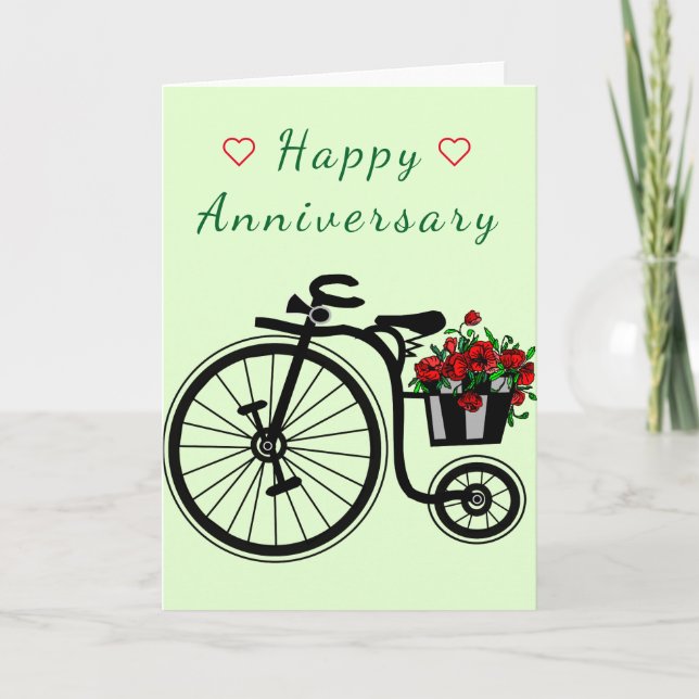 Joyeux Anniversaire Carte Fleurs Vélo Vélo Amour r (Devant)