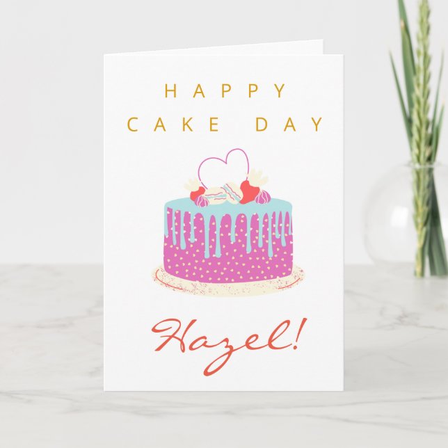 Joyeux Anniversaire Carte Gâteau Jour Personnalisé (Devant)