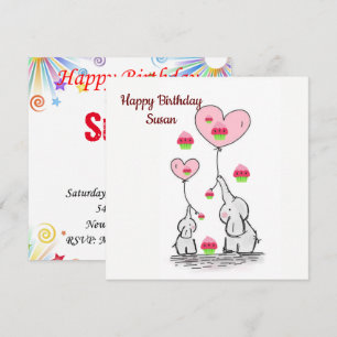 Joyeux Anniversaire Carte Invitation Elephant