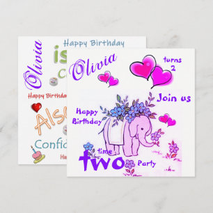 Joyeux Anniversaire Carte Invitation Elephant