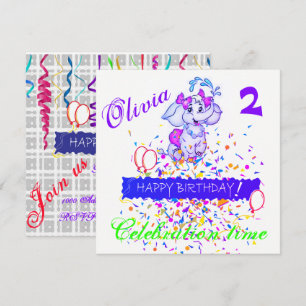 Joyeux Anniversaire Carte Invitation Elephant