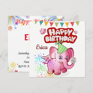 Joyeux Anniversaire Carte Invitation Elephant