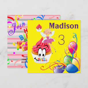 Joyeux Anniversaire Carte Invitation FairyCupcake
