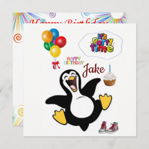 Joyeux Anniversaire Carte Invitation Penguin