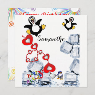 Joyeux Anniversaire Carte Invitation Penguin