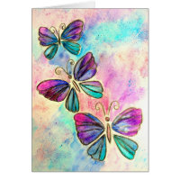 Joyeux Anniversaire Carte Papillons colorés Volant