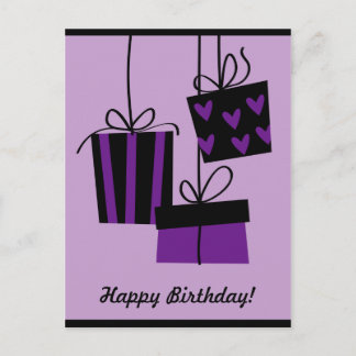 joyeux anniversaire - carte postale violette