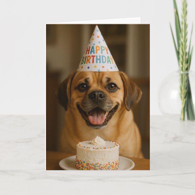 Joyeux Anniversaire Carte Puggle (Devant)