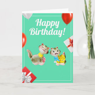 Joyeux Anniversaire Carte Rétro Chats Mignons Vint