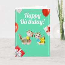 Joyeux Anniversaire Carte Rétro Chats Silly Vintag