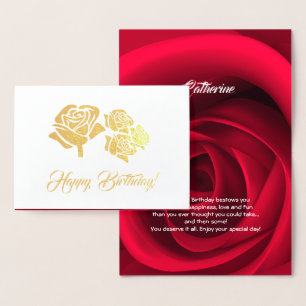 Joyeux anniversaire. Cartes Rouge Rose Luxe Pressé