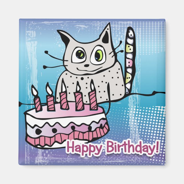 Joyeux Anniversaire Chat - Magnet (Devant)